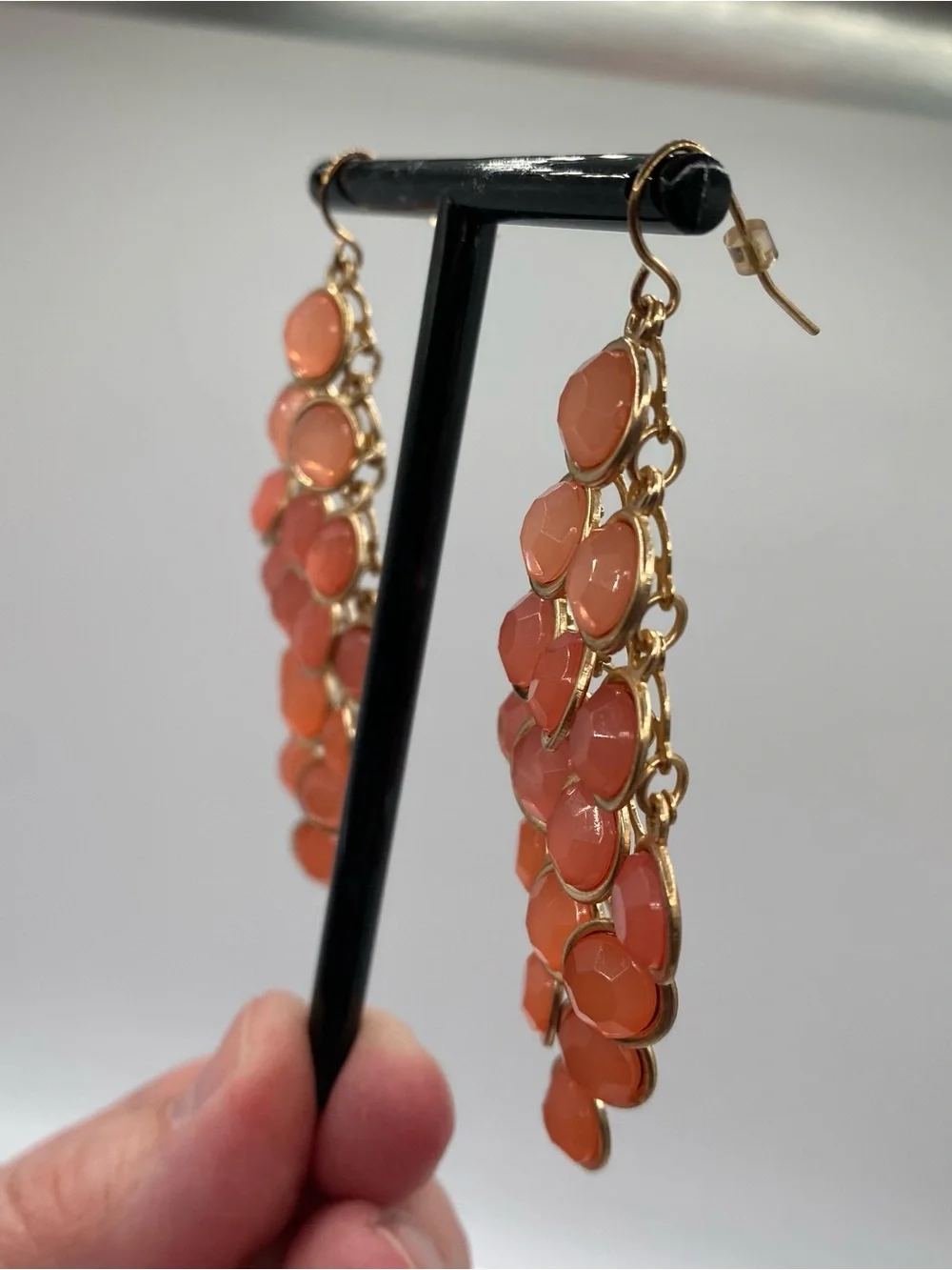 Eclectic Gold-Tone Coral Cluster Drop Earrings